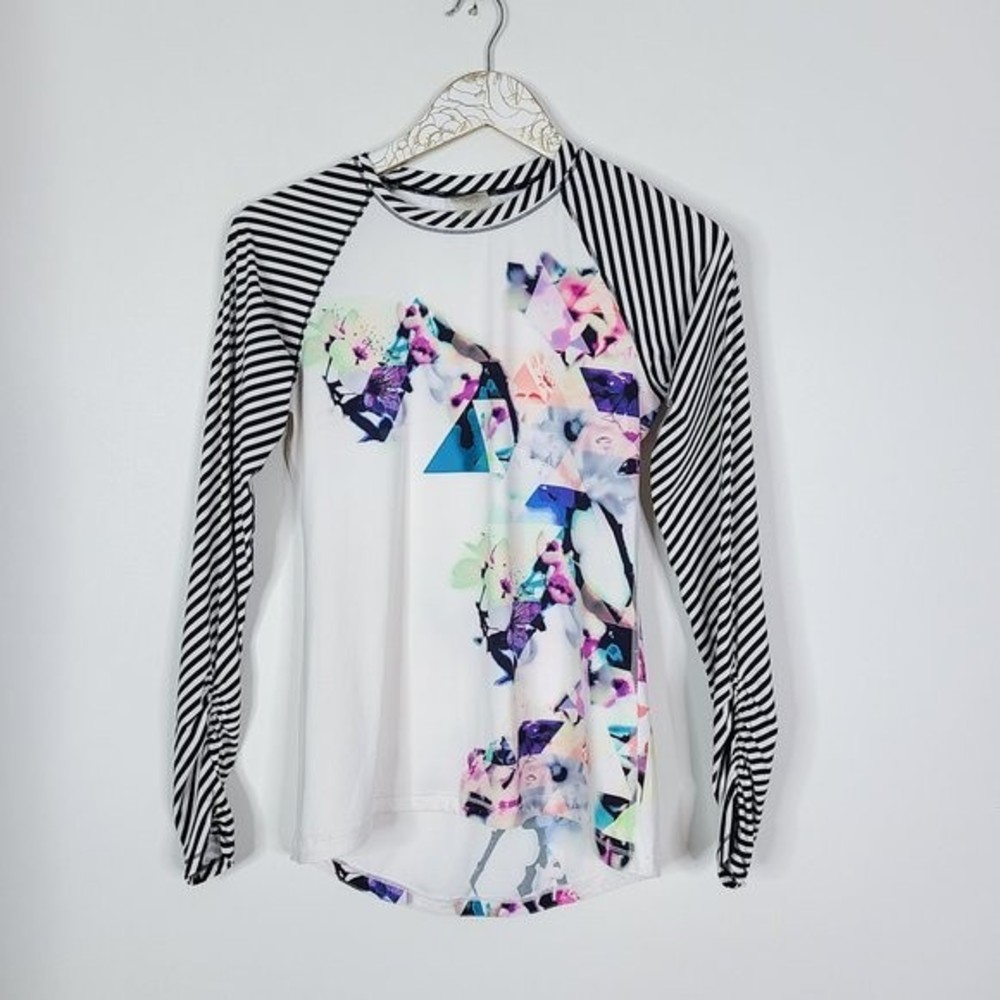 CALIA by Carrie Underwood Floral Mixed Print Long Sleeve Rash Guard Size Small - Picture 3 of 9